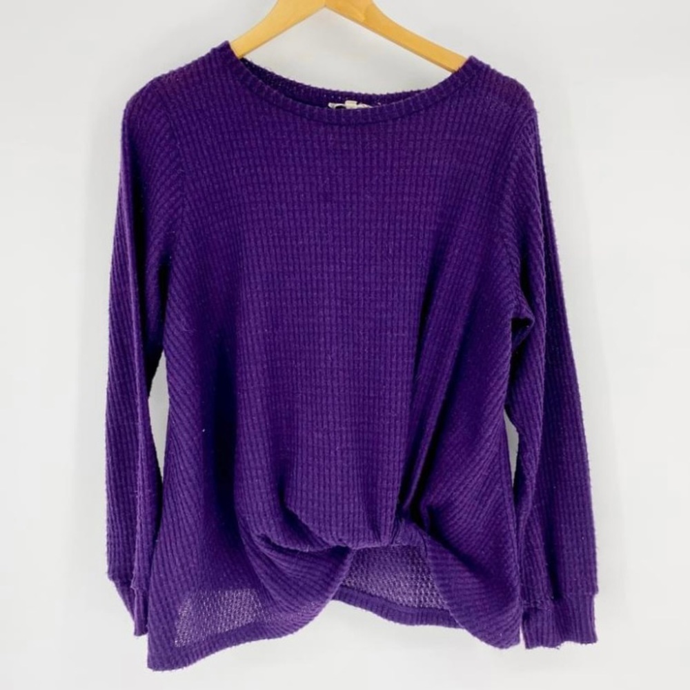 Pleione Purple Light Soft Waffle Knit Sweater